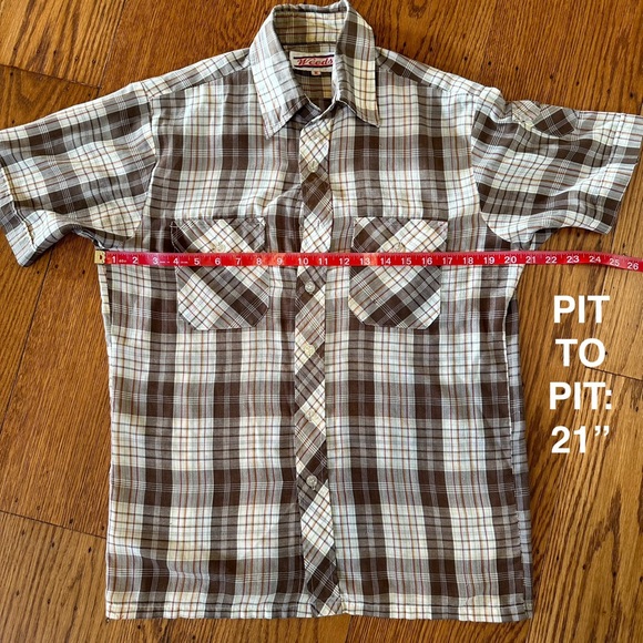 VINTAGE WEEDS BUTTON DOWN SHORT SLEEVE SHIRT MENS SMALL KHAKI/TAN/BROWN/RED - Picture 2 of 10